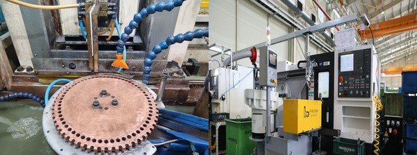 제조 AI 기술이 적용되는 대양볼트의 열처리 공정(왼쪽) 및 태화정밀공업의 정밀가공 공정